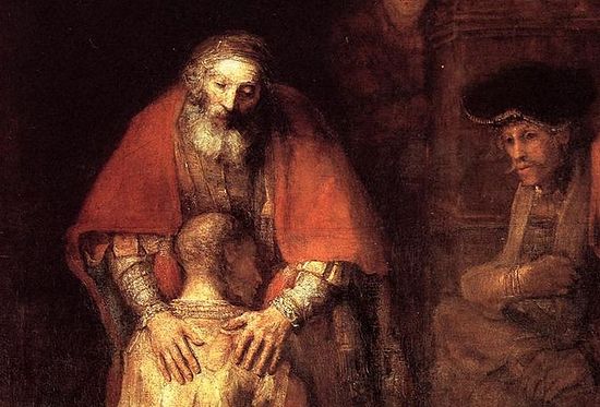 Рембрандт Харменс ван Рейн. Возвращение блудного сына, 1669 г. Фрагмент картины