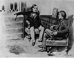 Лебедев Б.М. Белинский и Гоголь. Тушь. 1946 г. 
