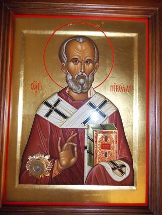 Икона святителя Николая архиепископа Мир Ликийских, чудотворца, с частицей мощей