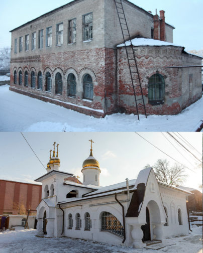 Благовещенский храм Саратова в 2011-м и 2020-м годах