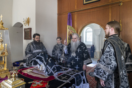 Литургия Преждеосвященных Даров на Архиерейском подворье — в храме в честь иконы Божией Матери «Утоли моя печали» г. Саратова