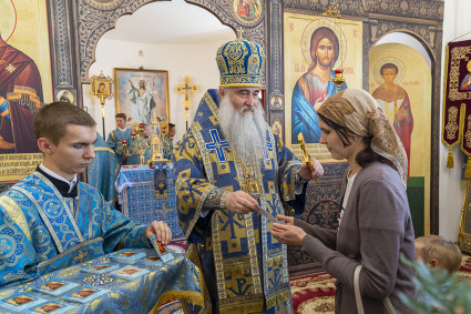 Божественная литургия в храме в честь Владимирской иконы Божией Матери с. Багаевка