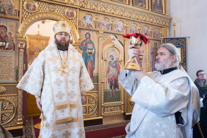 Митрополит Игнатий совершил Божественную литургию в храме в честь иконы Божией Матери «Нечаянная Радость» г. Саратова