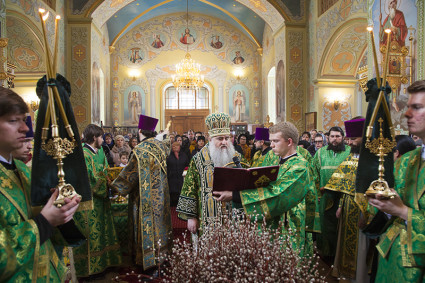 Божественная литургия в храме в честь Покрова Пресвятой Богородицы г.Саратова